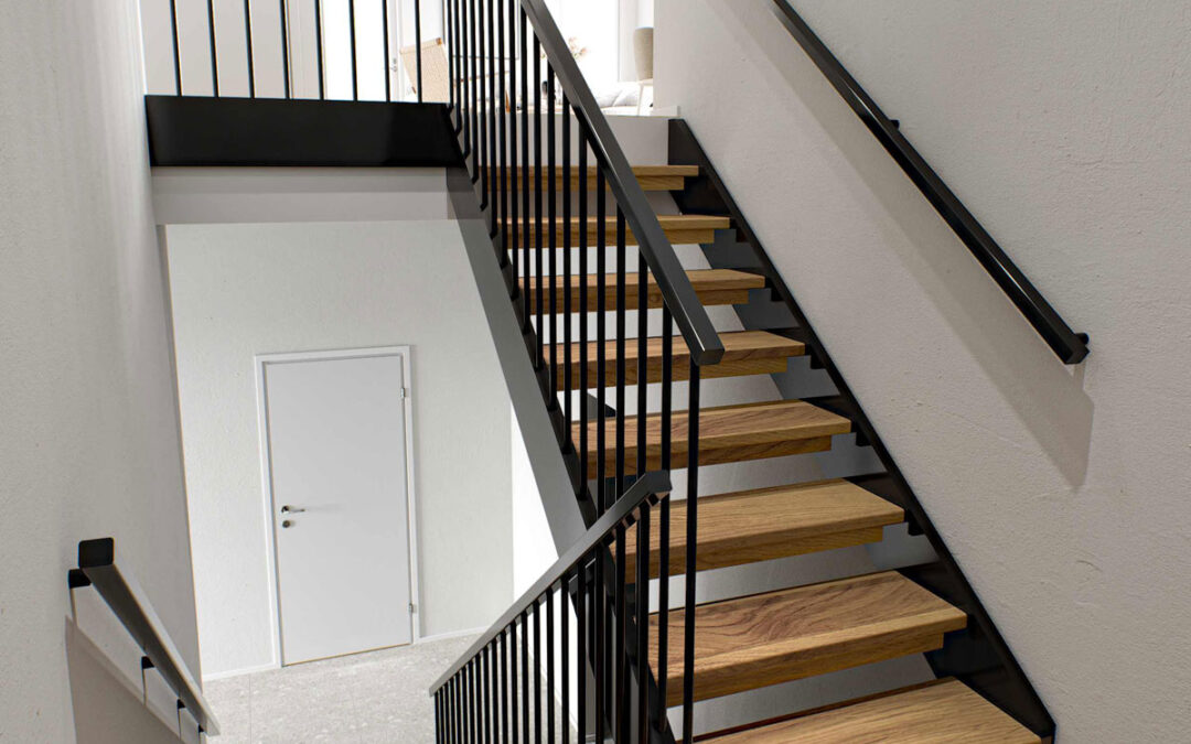 Musta on uusi must: Tyylikkäät mustat portaat Augustan Villojen D- sekä E-asunnoissa